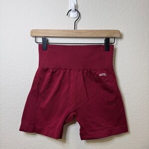 AYBL Women’s Empower Seamless Shorts Size L Red Wine Burgundy Gym Workout